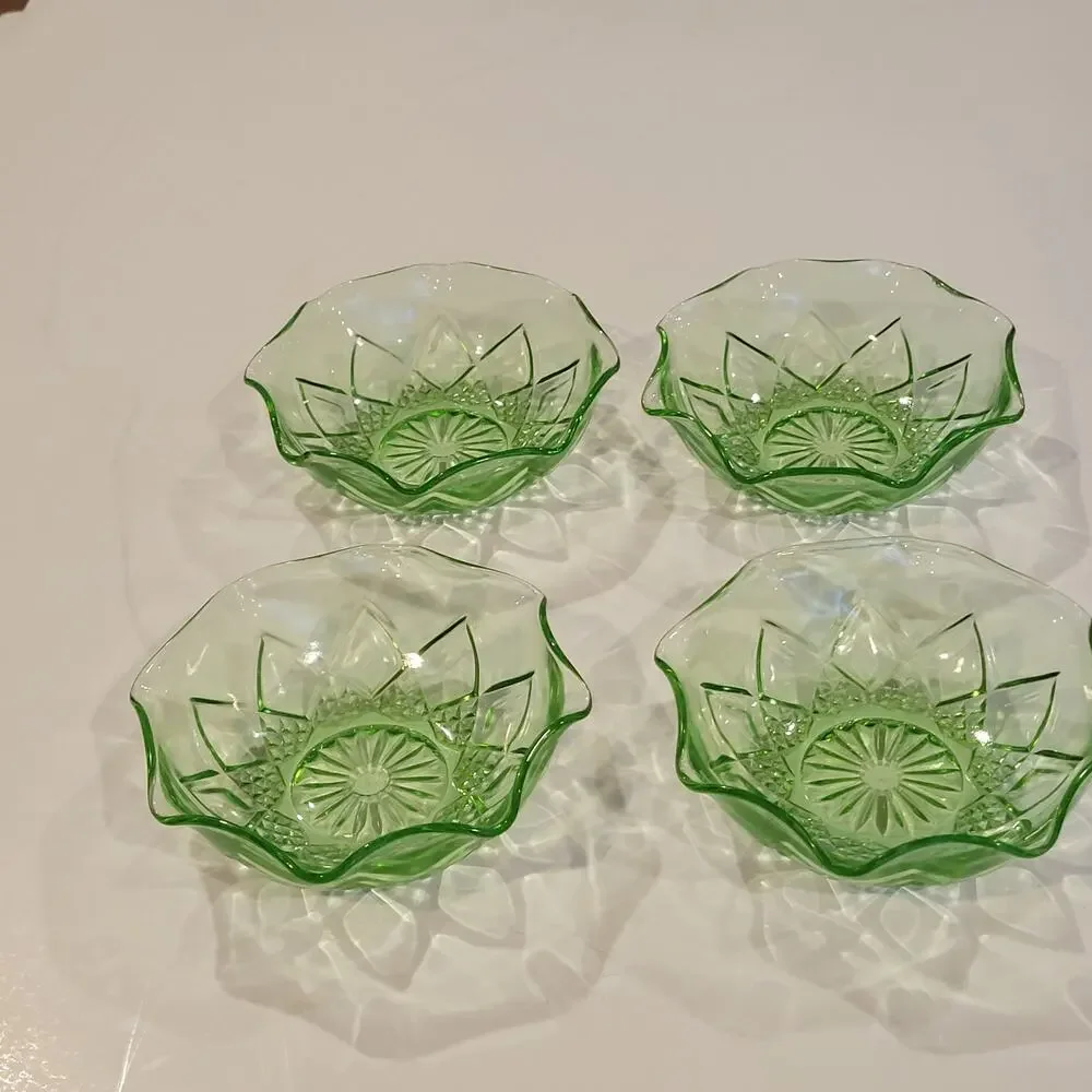 Vintage Hazel Atlas Green Uranium Glass 4.5